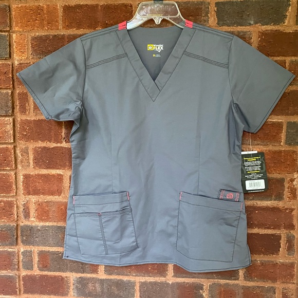 Wonderflex Grey Scrub Top - Picture 1 of 5